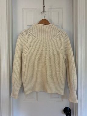 Madewell Ivory Ribbed Funnel Neck Sweater